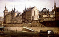 La Conciergerie et les travaux de reconstruction du Palais de justice (vers 1860) par Adrien Dauzats (1804-1868).