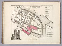 Plan du quartier de la Cité dans l'ancien 9e arrondissement en 1834.