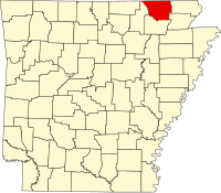 Map of Arkansas highlighting Randolph County