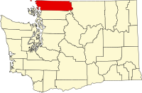 Map of Washington highlighting Whatcom County