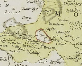 Gemen als enclave binnen Münster 1757.