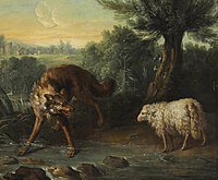 Äsop: Der Wolf und das Lamm (Fabel), Gemälde von Jean-Baptiste Oudry