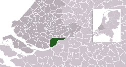 Highlighted position of Dordrecht in a municipal map of South Holland