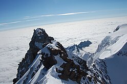 Vaizdas nuo aukščiausios Šveicarijos viršukalnės Monte Roza