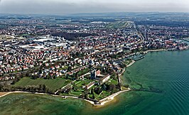 Luchtfoto van de stad Friedrichshafen