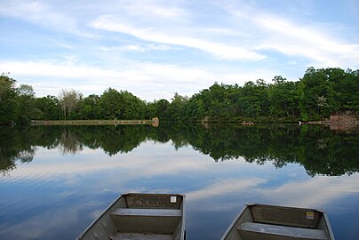 Lake near entrance to park