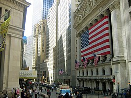 Het gebouw van de effectenbeurs op Wall Street