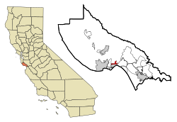 Location in Santa Cruz County and the state of California