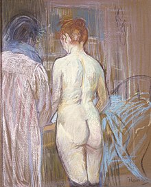 Quadre d'Henri de Toulouse-Lautrec del 1885 titulat "Prostitutes" en francès que en retrata una de nua d'esquena.