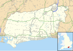 Mapa konturowa West Sussex, po lewej znajduje się punkt z opisem „Graffham”