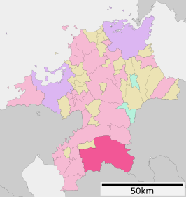 Situering van Yame in de prefectuur Fukuoka