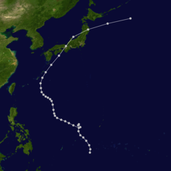 Parcours du typhon Muroto de 1934.