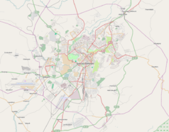 Mapa konturowa Erywania, w centrum znajduje się punkt z opisem „Kościół Katoghike”