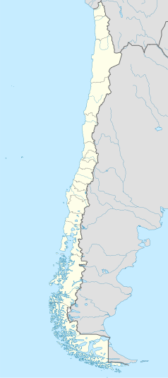 Mapa konturowa Chile, w centrum znajduje się punkt z opisem „Pelequén”