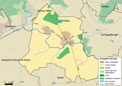 Carte des infrastructures et de l'occupation des sols en 2018 (CLC) de la commune.