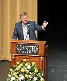 Milton Moreland giving a speech at Centre College