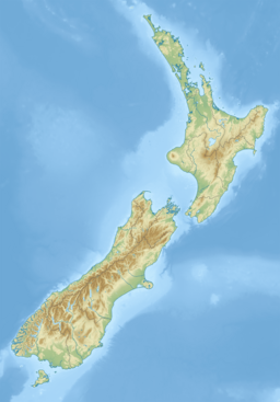 Map of New Zealand with mark showing location of Cook Strait