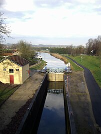 L'écluse de Harskirchen sur le canal des Houillères