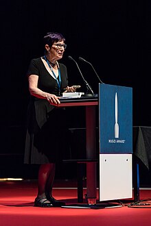 Pat Murphy at Worldcon in Helsinki, 2017.