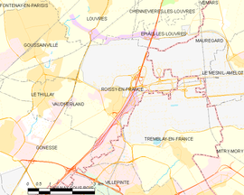 Mapa obce Roissy-en-France