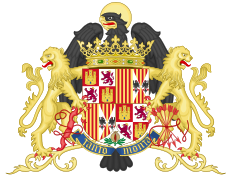 Coat of arms as queen with Castilian royal supporters (1492–1504)