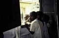 Bagyeli children by the window of their classroom. Notre Dame de la Forêt, Bipindi, 1997