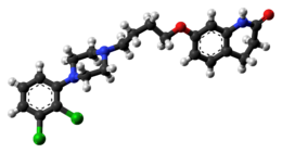 Ball-and-stick model of the aripiprazole molecule