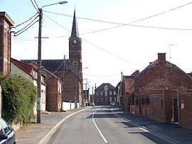 The church and town hall in Haucourt-en-Cambrésis