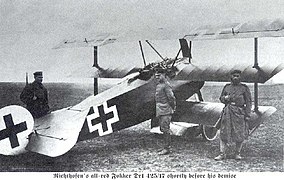 Un Fokker Triplan Dr1 allemand, l'avion du Baron rouge.