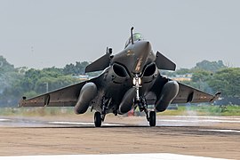 IAF Rafale aircraft touching down at Air Force Station Ambala