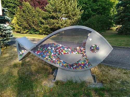 Container for beverage caps in Ustka (Poland) 2023