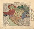 Harta etnografică a Austro-Ungariei în 1899 cu germanii din Transilvania (i.e., sașii) precum și ceilalți germani de pe teritoriile fostei monarhii duale marcați în roșu