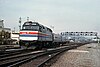 Amtrak EMD F40PH No. 229 leading the San Diegan into Los Angeles in 1978