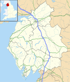 Mapa konturowa Kumbrii, na dole nieco na prawo znajduje się punkt z opisem „Clawthorpe”