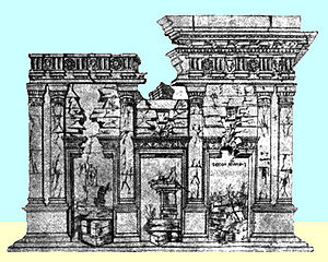 Drawing of the remains of the Basilica Emilia, at the Roman Forum, by Giuliano da Sangallo, 1480.