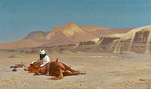 Jean-Léon Gérôme - Rider and his Steed in the Desert (1872).jpg