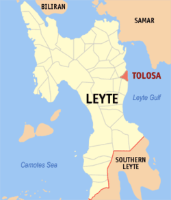 Mapa ning Leyte ampong Tolosa ilage