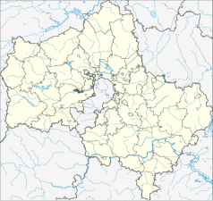 Mapa konturowa obwodu moskiewskiego, w centrum znajduje się punkt z opisem „ZIA”