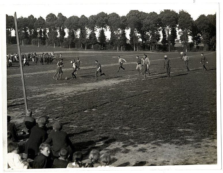 File:A football match. (9th) Gurkhas versus a Signal Company (of the Dehra Dun Brigade, at St Floris, France). Photographer- H. D. Girdwood. (13875772693).jpg