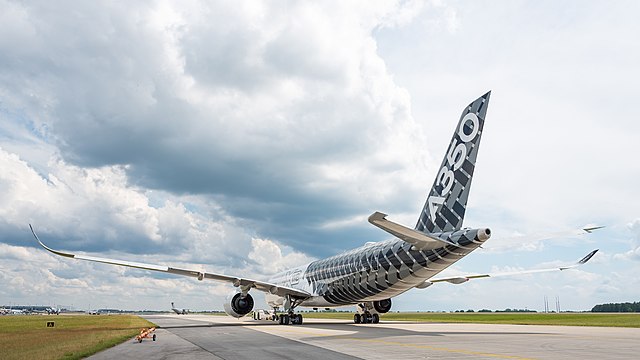 Airbus A350-941 (reg. F-WWCF, MSN 002) in Airbus promotional CFRP livery at ILA Berlin Air Show 2016.