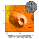 Biblis Tholus, au centre-ouest du renflement de Tharsis et plus ancien que le renflement lui-même, présente une forme asymétrique de 170 km de long sur 100 km de large et 3 km de haut avec une caldeira de 53 km diamètre et 4,5 km de profondeur peut-être due à l'effondrement de la chambre magmatique.