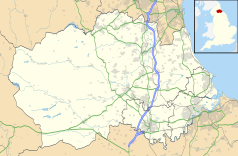 Mapa konturowa Durham, po prawej nieco na dole znajduje się punkt z opisem „Whitton”