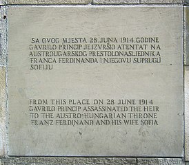 Sarajevo assassination memorial plaque