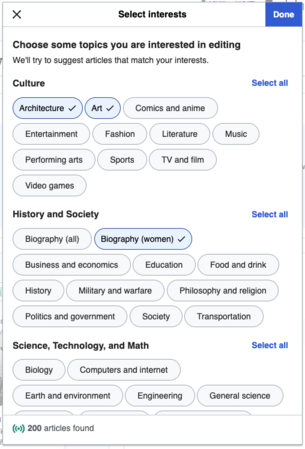 Screenshot of topic filter