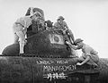 Image 52Australian sailors take possession of a midget submarine at a Japanese naval base near Tokyo in September 1945. (from History of the Royal Australian Navy)