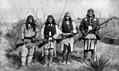 Apache Chief Geronimo (right) and his warriors in 1886 with 1883 Springfield rifles.