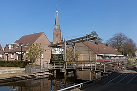 Hillegom, drawing bridge with churchtower (de Maartenskerk)