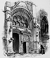 Albert Robida : Le porche de l'église Saint-Gilles (dessin, vers 1900).