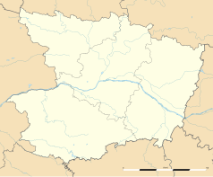 Mapa konturowa Maine i Loary, po lewej nieco na dole znajduje się punkt z opisem „Le Pin-en-Mauges”