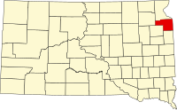 Map of Južna Dakota highlighting Grant County